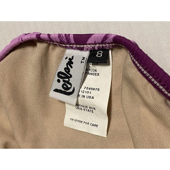 90s Leilani tankini Purple Hibiscus floral top (10) & bottoms (8) USA Made Y2K - Picture 3 of 14